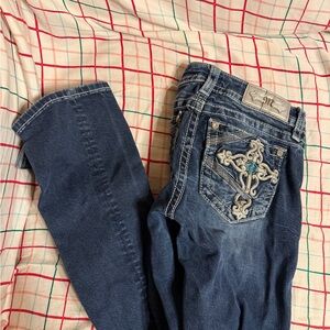 Miss Me Dark Blue Jeans with Silver Embroidery